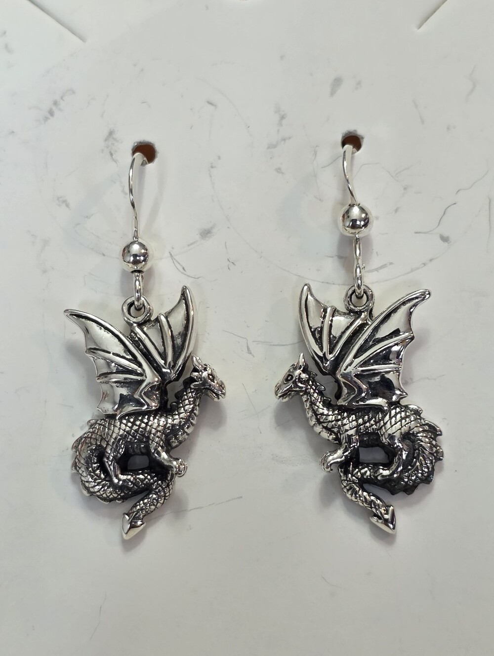 Silver Dragon Dangle Earrings - Women's Jewelry